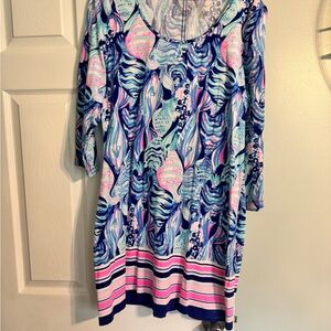 Lilly Pulitzer Blue and Pink Long Sleeve Dress